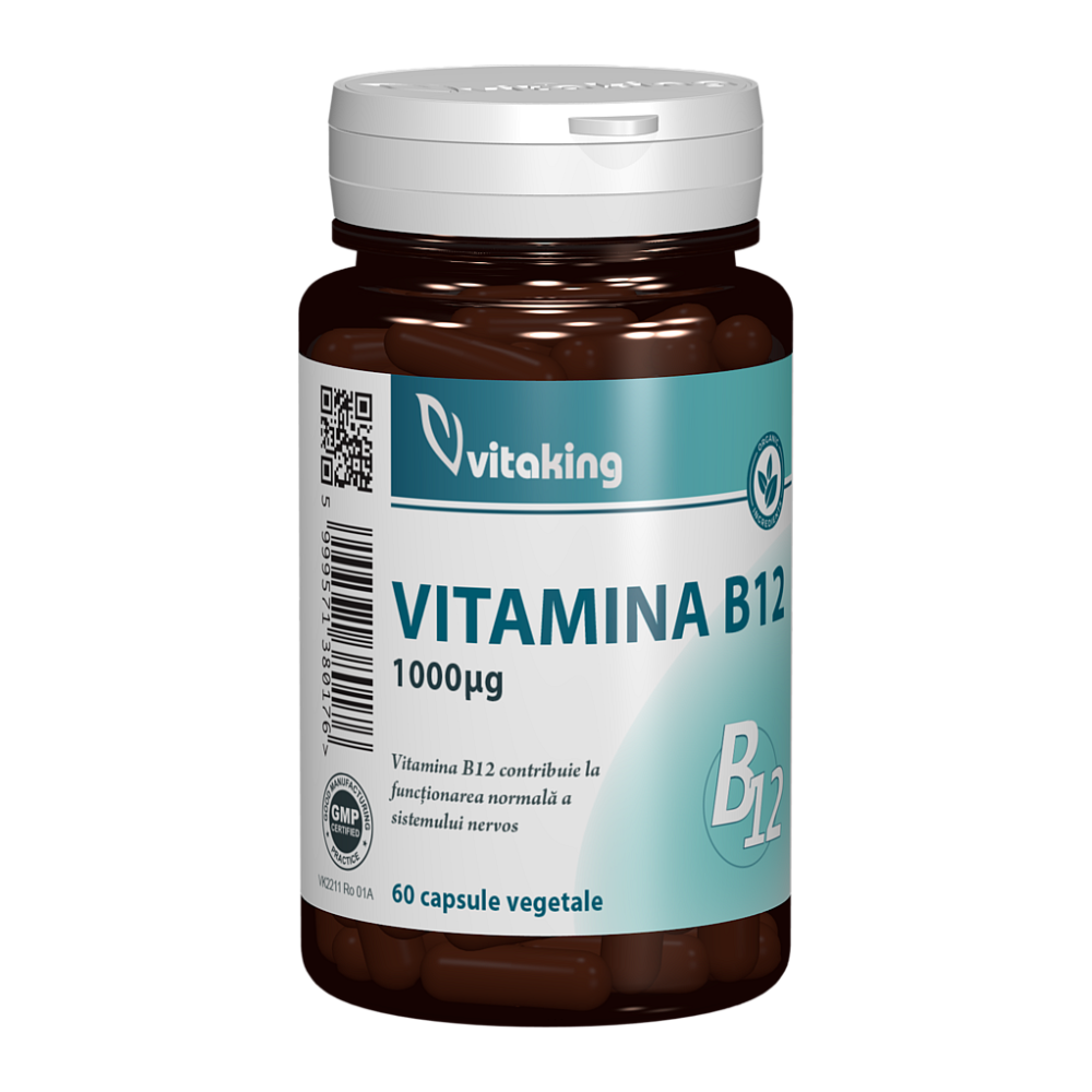 Vitamina B12, 1000 mcg, 60 capsule vegetale, Vitaking