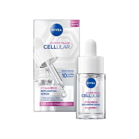 Serum pentru fata cu Acid Hyaluronic Cellular Expert Filler, 15 ml, Nivea