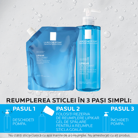 Rezerva Gel de dus calmant si protector pentru piele sensibila Lipikar, 400 ml, La Roche Posay 819458