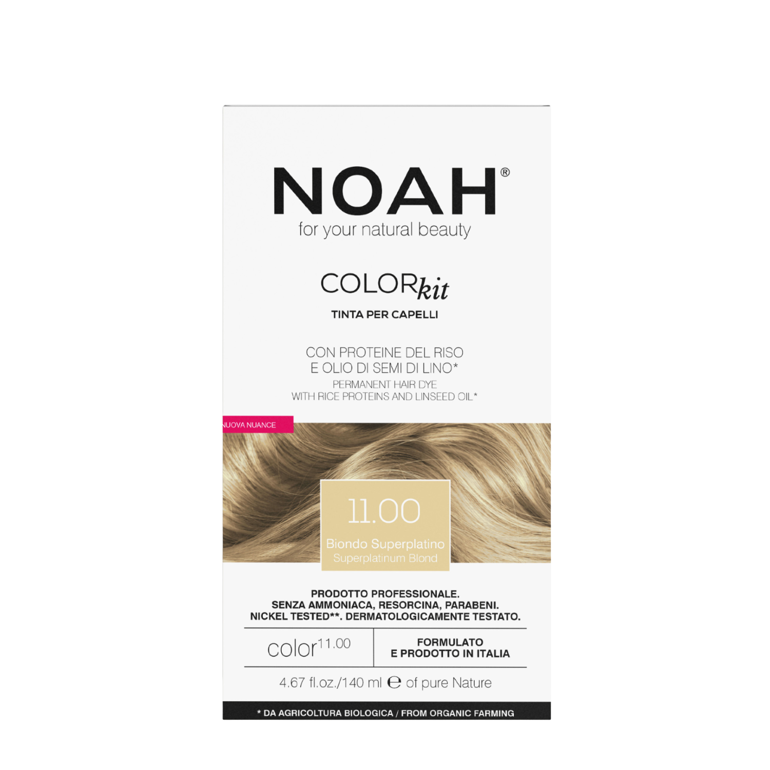 Vopsea de par naturala, Blond Super Platinat 11.00, 140 ml, Noah