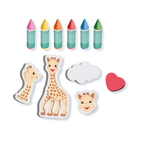 Set creioane colorate pentru baie, Girafa Sophie, + 2 ani, Ses Creative 717452