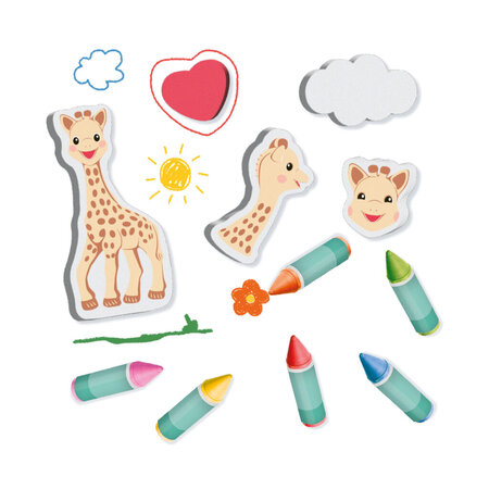 Set creioane colorate pentru baie, Girafa Sophie, + 2 ani, Ses Creative 717454
