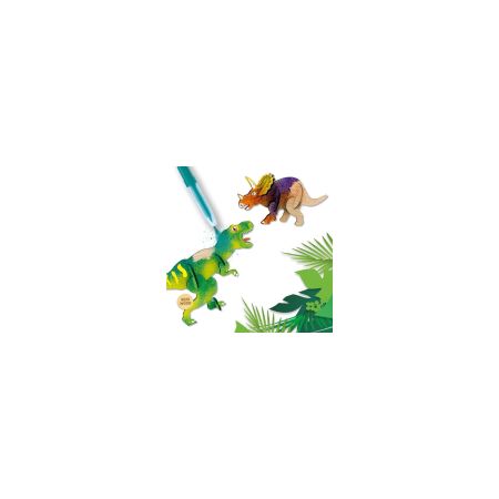 Set de carioci cu aerograf si dinozauri de lemn, + 5 ani, Ses Creative 717460
