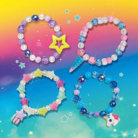 Set de margelute pentru bratari care stralucesc in intuneric, Unicorni, 3 ani+, Ses Creative 717582