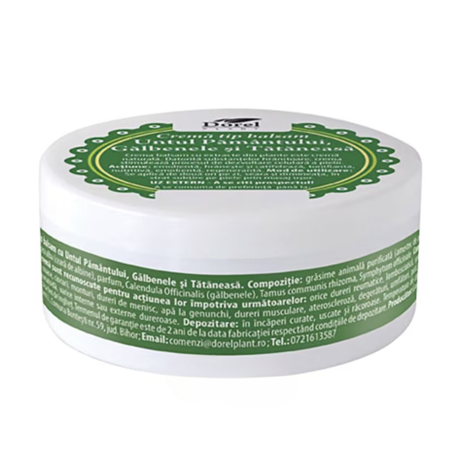 Crema tip balsam cu Untul Pamantului, Galbenele si Tataneasa, 100 g, Dorel Plant