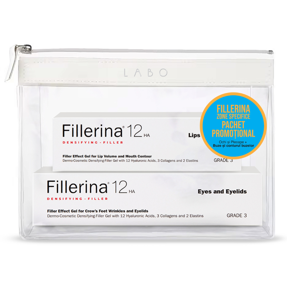 Pachet Tratament ochi + Contur buze 12 HA, Gradul 3, 15 ml + 7 ml, Fillerina