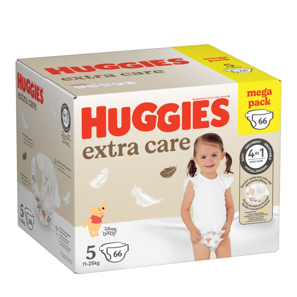 Scutece de schimb Extra Care, Nr. 5, 11-25 kg, 66 buc, Huggies