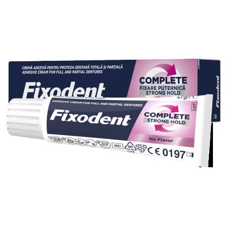 Crema adeziva pentru proteza dentara Complete Strong Hold Neutral, 47 g, Fixodent 718003