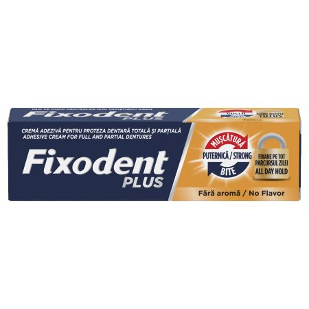 Crema adeziva pentru proteza dentara Plus Strong Bite, 40 g, Fixodent 718011