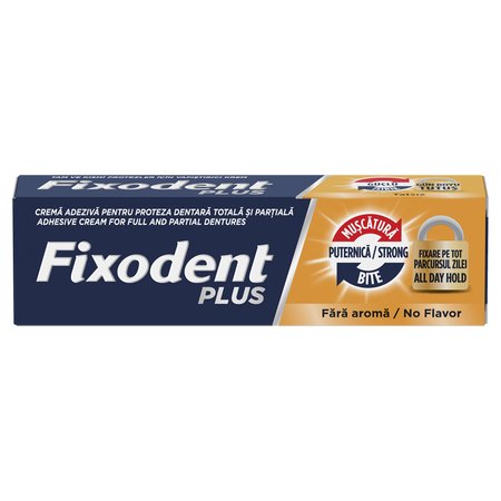 Crema adeziva pentru proteza dentara Plus Strong Bite, 40 g, Fixodent 718011