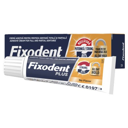 Crema adeziva pentru proteza dentara Plus Strong Bite, 40 g, Fixodent 718010