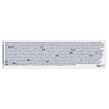 Crema adeziva pentru proteza dentara Plus Food Barrier Fresh, 40 g, Fixodent 718015