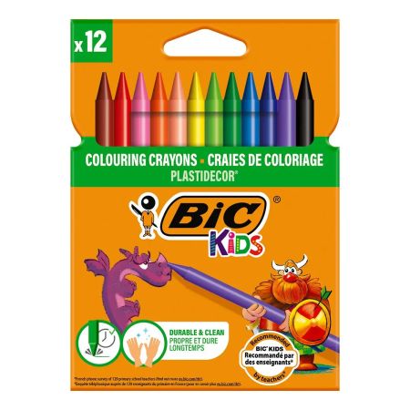 Creioane cerate plastifiate Plastidecor, 12 buc, Bic