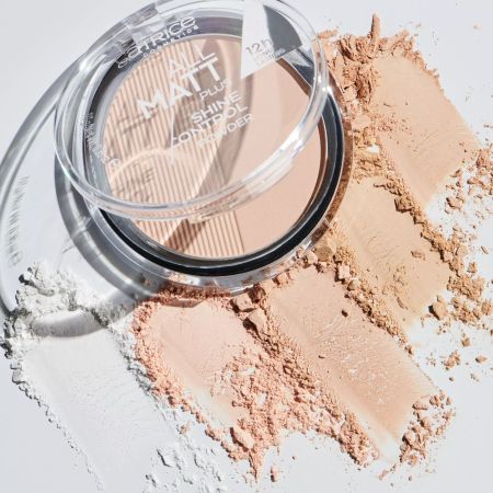 Pudra compacta All Matt Plus Shine Control, 002 Banana Bright, 10 g, Catrice 718313