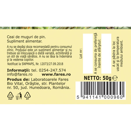 Ceai muguri de pin, 50 g, Fares 718330