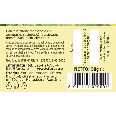 Ceai hepatocol, 50 g, Fares 718366