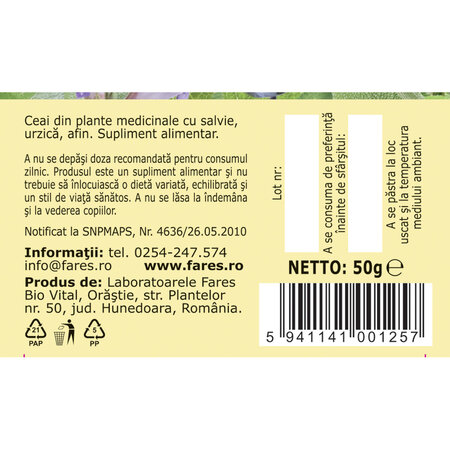 Ceai glicostat, 50g, Fares 718450