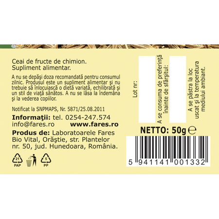 Ceai Chimion, 50 g, Fares 718525