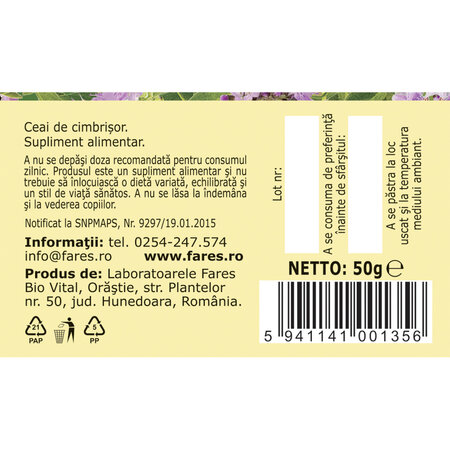 Ceai de cimbrisor, 50g, Fares 718538