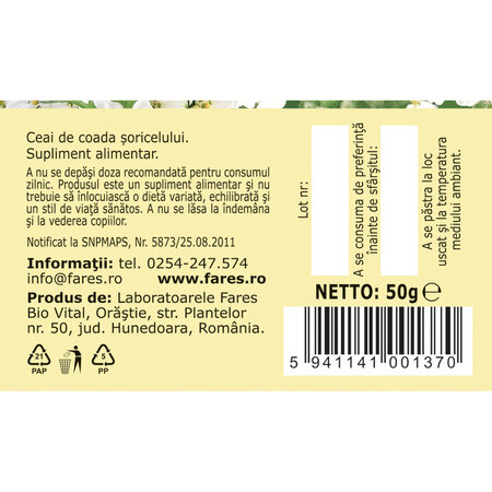 Ceai coada soricelului, 50 g, Fares 718549
