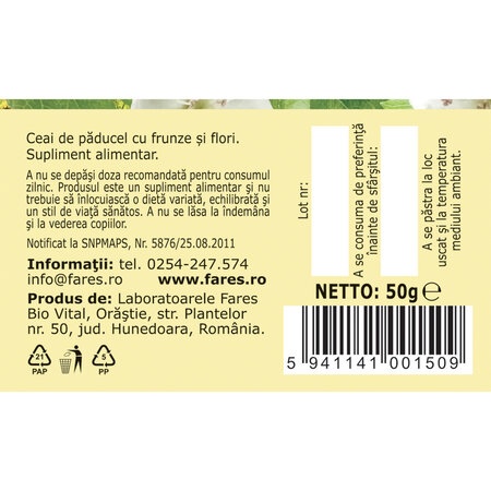 Ceai Paducel flori, 50 g, Fares 718614