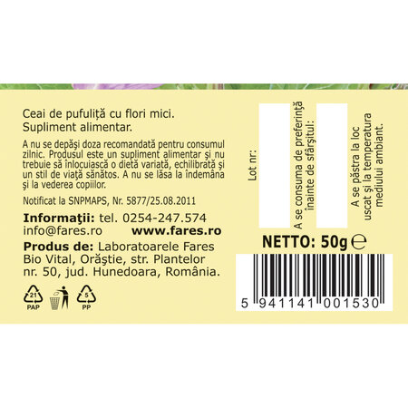 Ceai pufulita cu flori mici, 50g, Fares 718630