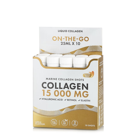 Colagen Marin Hidrolizat Lichid Tip 1 si 3 15.000 mg + Retinol 800 mcg + Acid Hialuronic 50 mg + Elastina 10 mg, 25 ml x 10 fiole, Swedish Nutra 721488