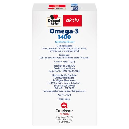 Omega 3 Aktiv, 1400 mg, 60 capsule, Doppelherz 719349