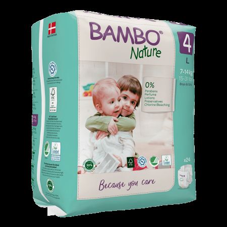 Scutece Ecolabel, Nr. 4, 7-14 kg, 24 bucati, Bambo Nature 496673