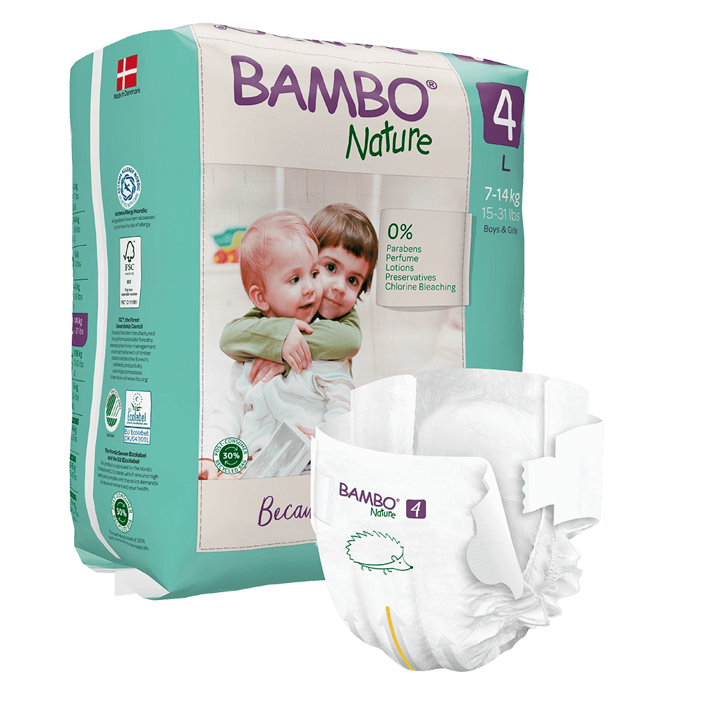 Scutece Ecolabel, Nr. 4, 7-14 kg, 24 bucati, Bambo Nature