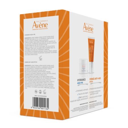 Pachet Gel crema hidratant Hydrance Aqua 50 ml + Crema anti-age cu SPF 50+, 50 ml, Avene 719946