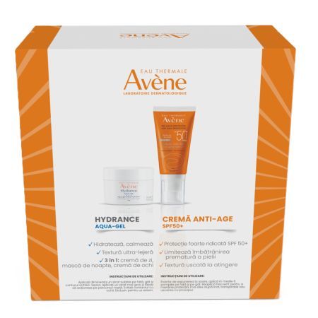 Pachet Gel crema hidratant Hydrance Aqua 50 ml + Crema anti-age cu SPF 50+, 50 ml, Avene 719947