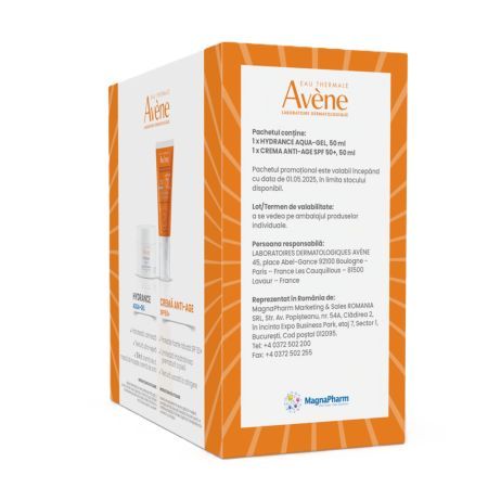 Pachet Gel crema hidratant Hydrance Aqua 50 ml + Crema anti-age cu SPF 50+, 50 ml, Avene 719945