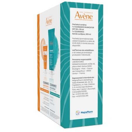 Pachet Gel de Curatare 200 ml + Crema nuantatoare cu protectie solara SPF 50+ 50 ml Cleanance, Avene 719951