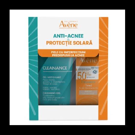 Pachet Gel de Curatare 200 ml + Crema nuantatoare cu protectie solara SPF 50+ 50 ml Cleanance, Avene