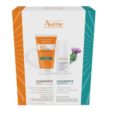 Pachet Concentrat anti-imperfectiuni pentru ten cu tendinta acneica Comedomed 30 ml + Crema cu SPF50+ pentru ten gras-acneic 50 ml Cleanance, Avene 720102