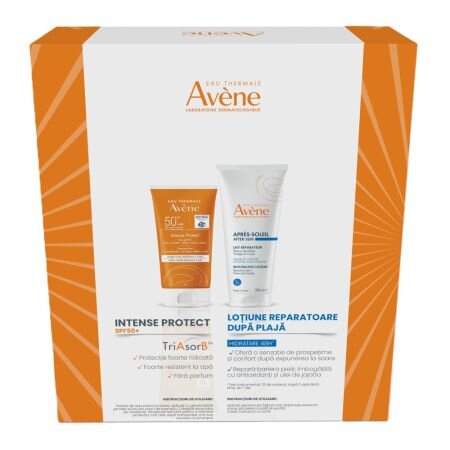 Pachet Lotiune protectie solara cu SPF 50+ Intense Protect 150 ml + Lotiune reparatoare dupa plaja 200 ml Sun Care, Avene 720137