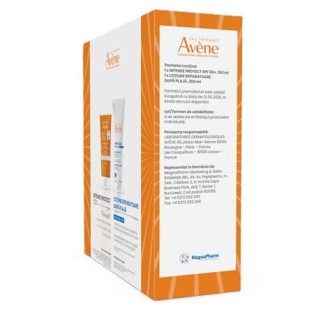 Pachet Lotiune protectie solara cu SPF 50+ Intense Protect 150 ml + Lotiune reparatoare dupa plaja 200 ml Sun Care, Avene 720136