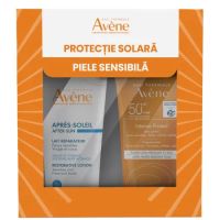Pachet Lotiune protectie solara cu SPF 50+ Intense Protect 150 ml + Lotiune reparatoare dupa plaja 200 ml Sun Care, Avene