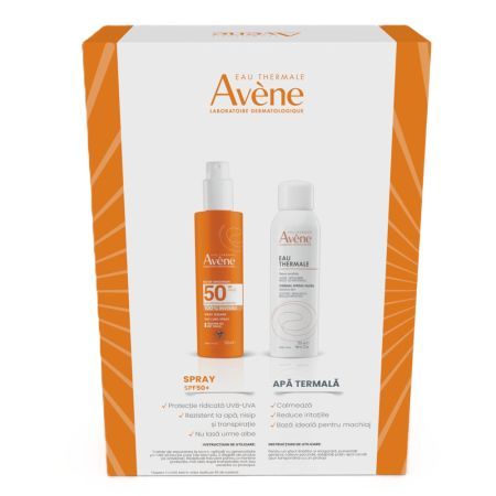 Pachet Spray pentru protectie solara cu SPF 50 200 ml + Apa termala spray 150 ml, Avene 720149
