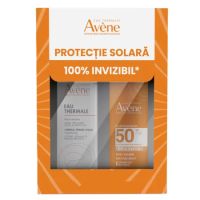 Pachet Spray pentru protectie solara cu SPF 50 200 ml + Apa termala spray 150 ml, Avene