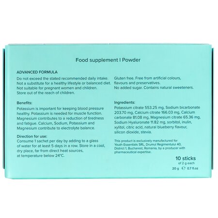 Supliment pe baza de electroliti Aqua Revive, 10 plicuri x 2 g, Youth Essentials 720207