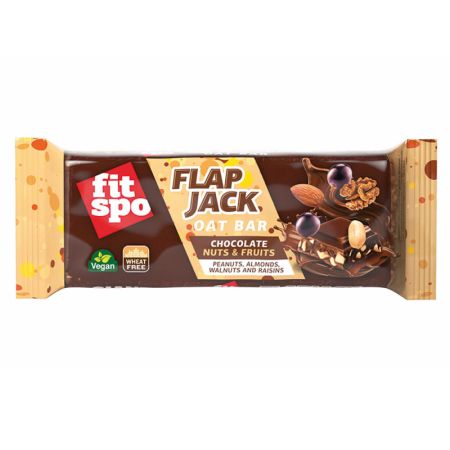 Baton de ovaz Flapjack, Chocolate Nuts and Fruits, 90 g, FitSpo
