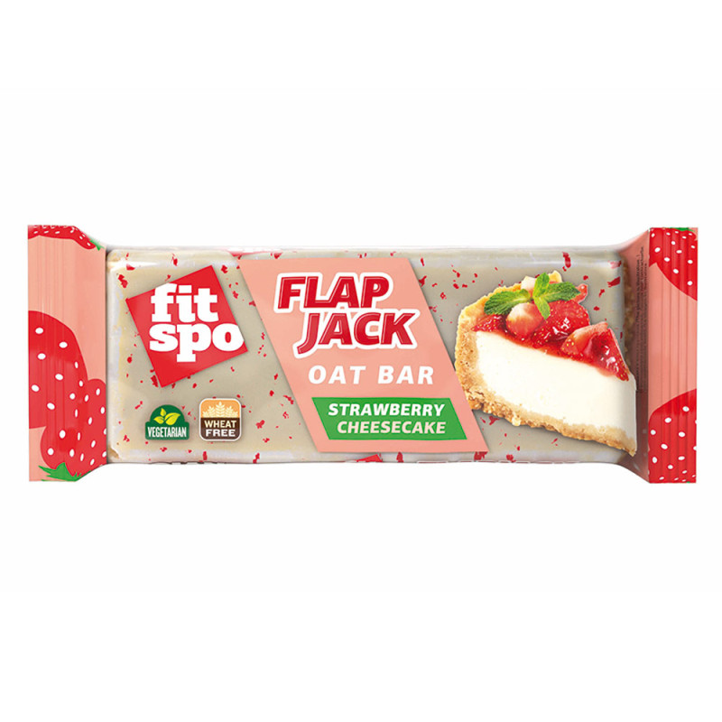 Baton de ovaz Flapjack, Strawberry Cheesecake, 90 g, FitSpo