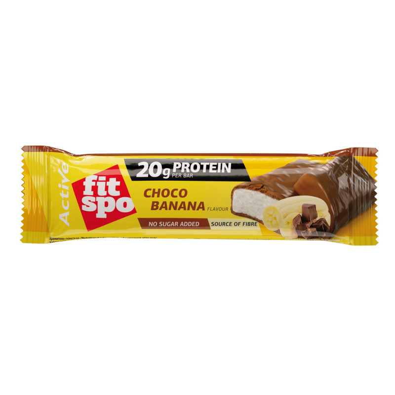 Baton proteic Active, Ciocolata si Banana, 60 g, FitSpo