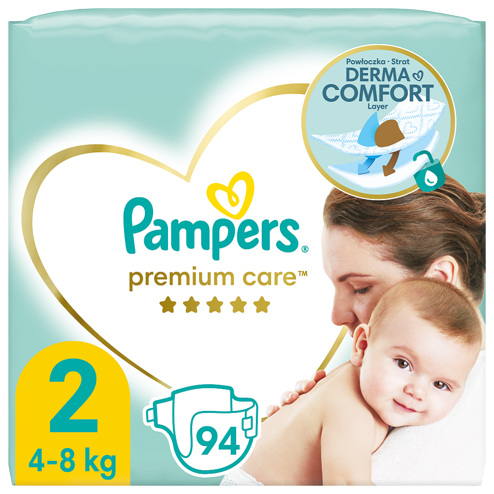 Scutece Premium Care, Nr. 2, 4- 8 kg, 94 buc, Pampers