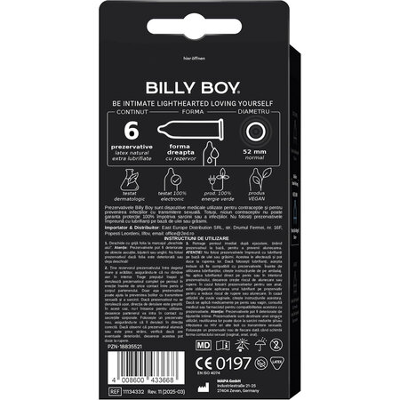 Prezervative Extra Lube, 6 buc, Billy Boy 720547