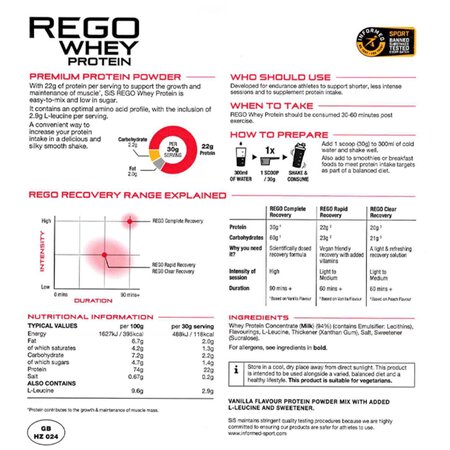 Pudra proteica cu aroma de vanilie Rego Whey Protein, 1350 g, SiS 720702