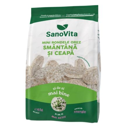 Mini rondele din orez cu smantana si ceapa Sharing, 65 g, Sanovita