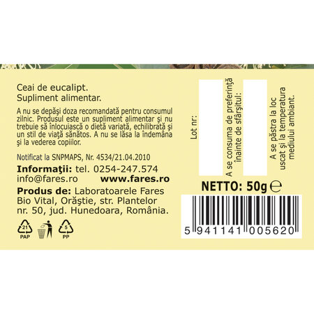 Ceai de eucalipt, 50g, Fares 721034